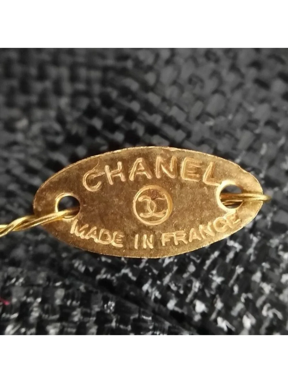 Chanel Canvas Camellia Corsage Pin Brooch Black